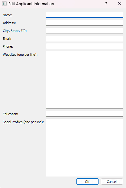 Candidate information form